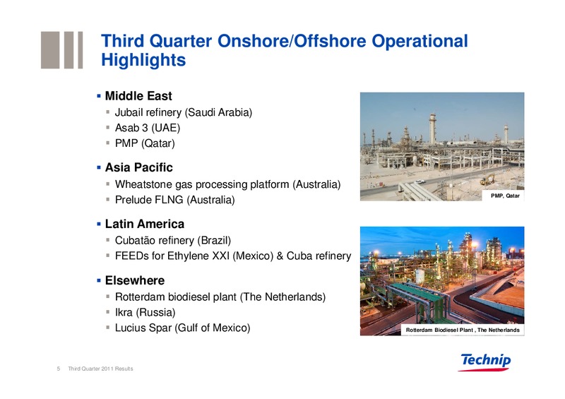 Q3 2011 RESULTS – Technip – slide 5