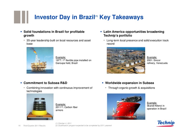 Q3 2011 RESULTS – Technip – slide 11
