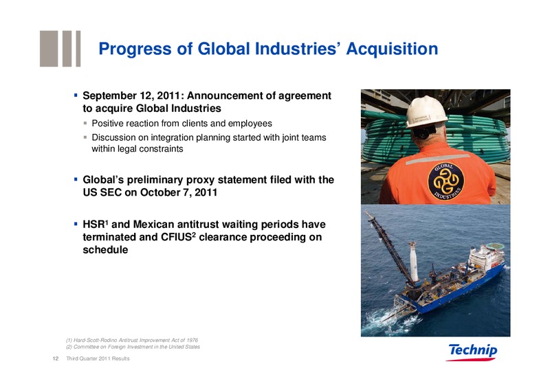 Q3 2011 RESULTS – Technip – slide 12