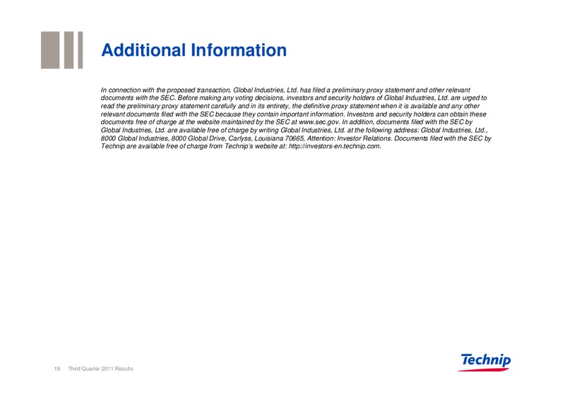 Q3 2011 RESULTS – Technip – slide 18