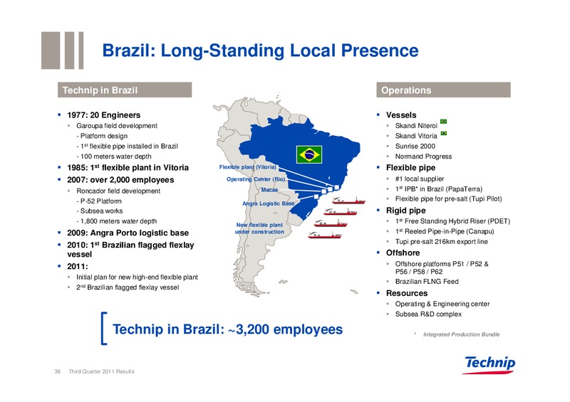 Q3 2011 RESULTS – Technip – slide 35