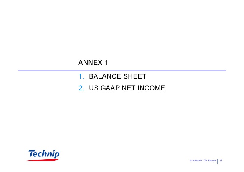 Q3 2004 RESULTS – Technip – slide 17