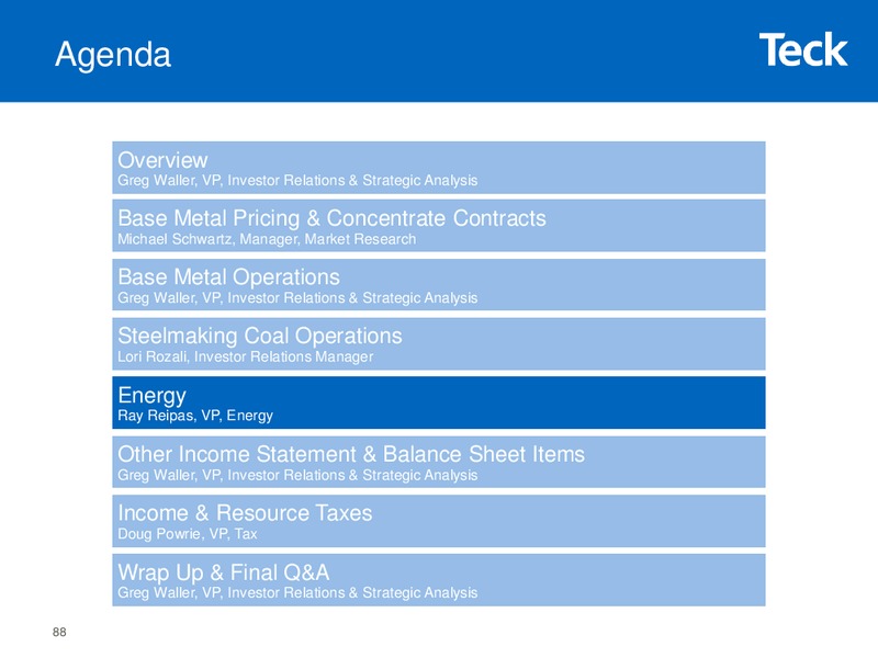 Modelling Workshop – Teck Resources Limited – slide 87
