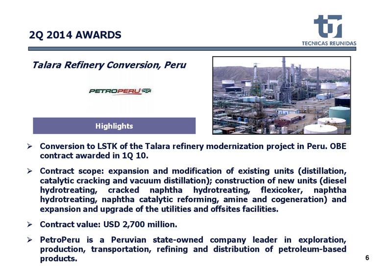 H1 2014 RESULTS – Tecnicas Reunidas – slide 7