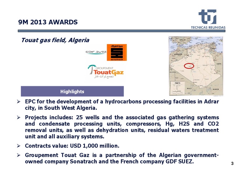 NOVEMBER 2013 INVESTOR PRESENTATION – Tecnicas Reunidas – slide 4