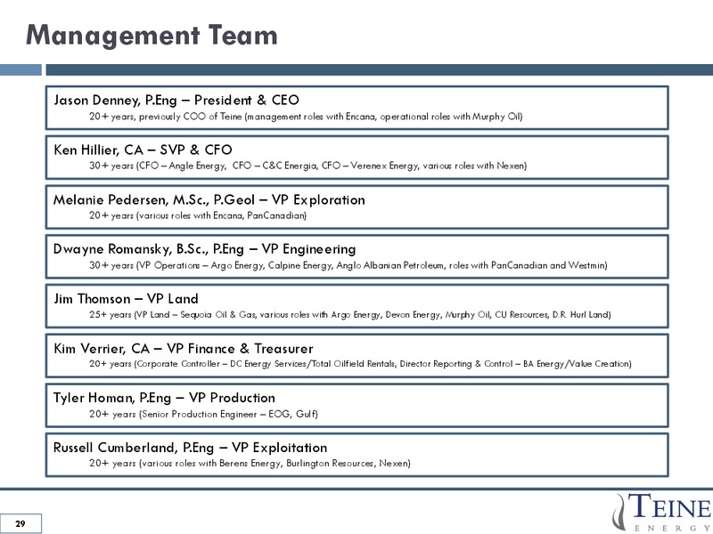 January 2017 Corporate Presentation – Teine Energy – slide 29