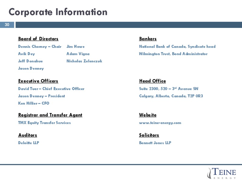 June 2015 Corporate Presentation – Teine Energy – slide 27