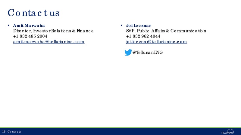 January 2018 Corporate Presentation – Tellurian Inc. – slide 18