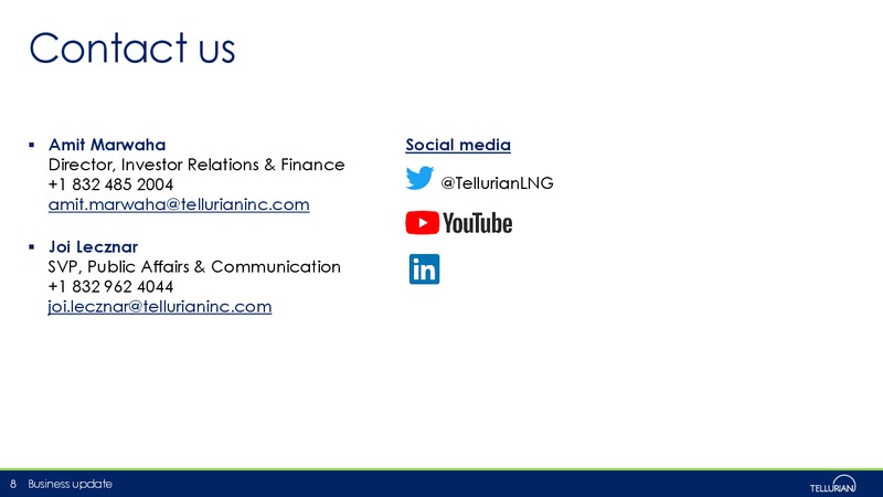 April 2019 Business Update – Tellurian Inc. – slide 7