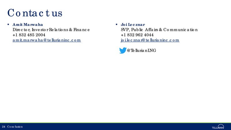 August 2018 Enercom Conference – Tellurian Inc. – slide 23