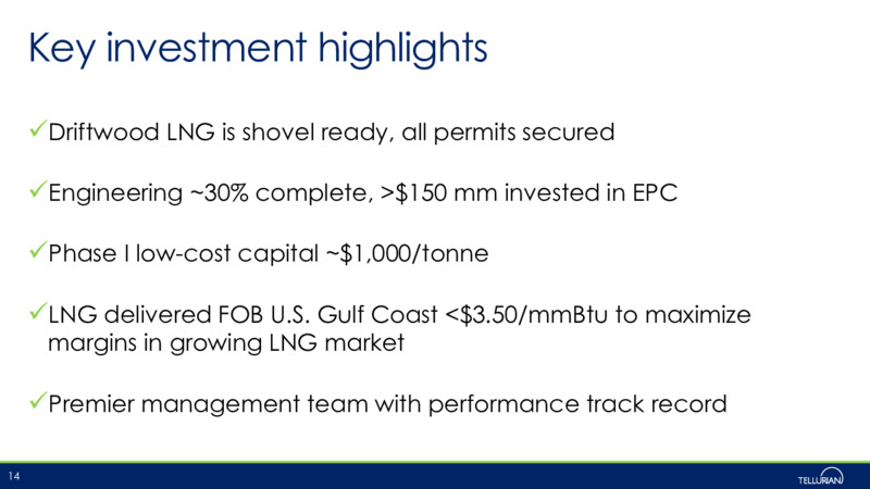 September 2020 Corporate Presentation – Tellurian Inc. – slide 13