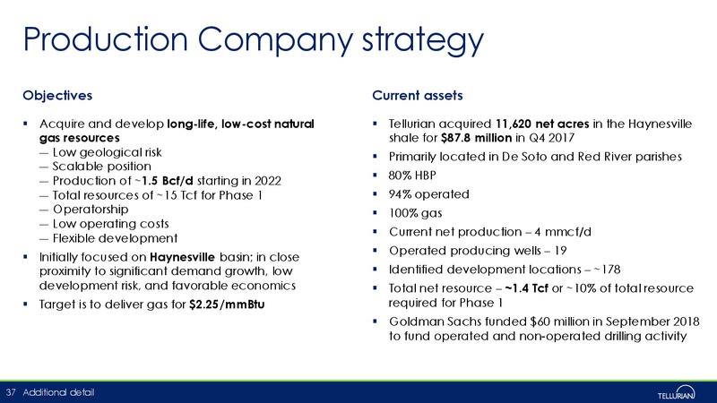 October 2018 Corporate Presentation – Tellurian Inc. – slide 36