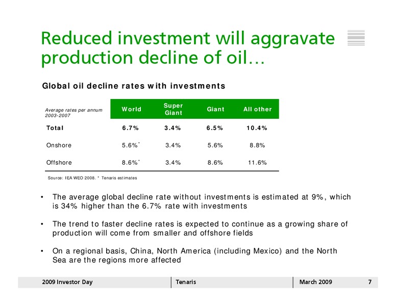 MARCH 2009 INVESTOR DAY – Tenaris Sa – slide 6