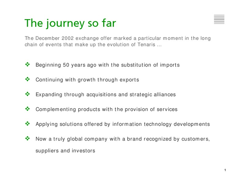 MARCH 2004 INVESTOR PRESENTATION – Tenaris Sa – slide 2