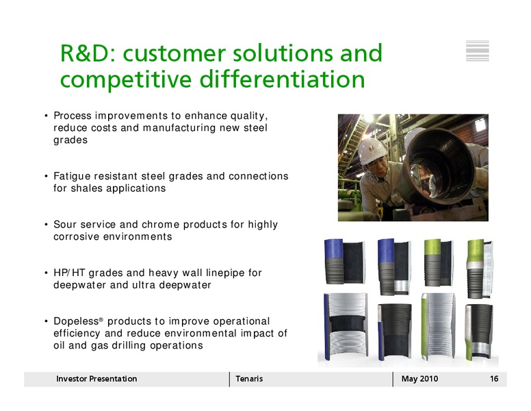 MAY 2010 INVESTOR PRESENTATION – Tenaris Sa – slide 15