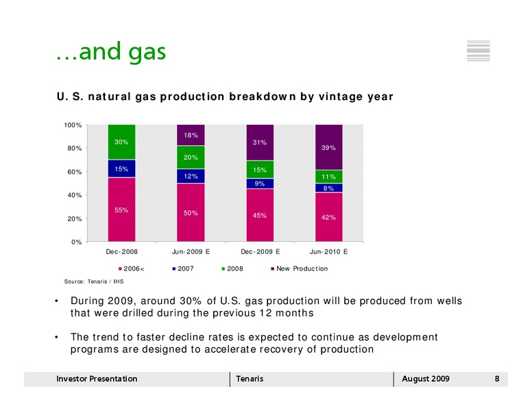 AUGUST 2009 INVESTOR PRESENTATION – Tenaris Sa – slide 7