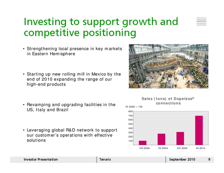 AUGUST 2010 INVESTOR PRESENTATION – Tenaris Sa – slide 8