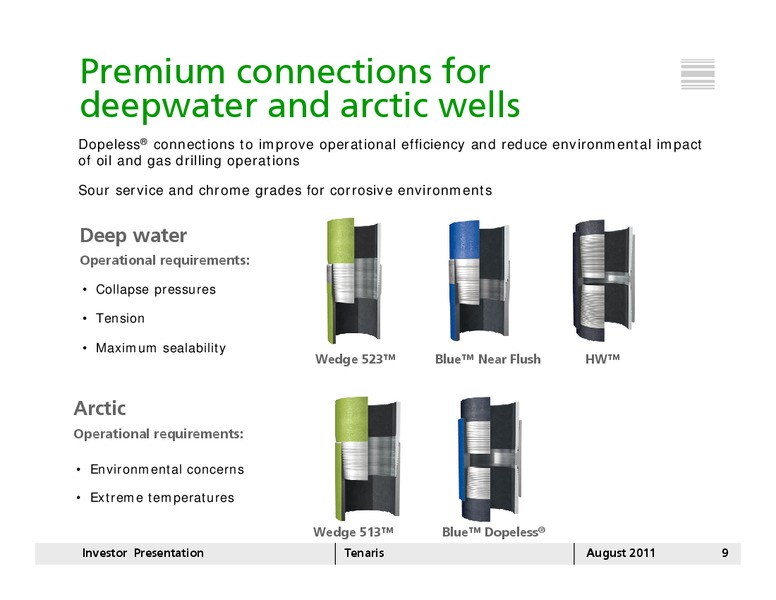 AUGUST 2011 INVESTOR PRESENTATION – Tenaris Sa – slide 8