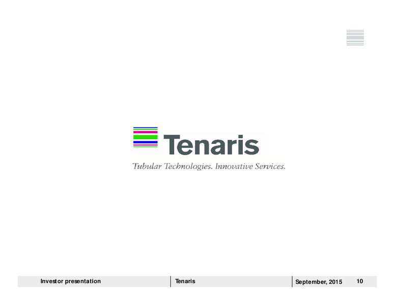 September 2015 Investor Presentation – Tenaris Sa – slide 9
