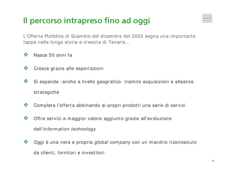 INVESTOR PRESENTATION – Tenaris Sa – slide 2