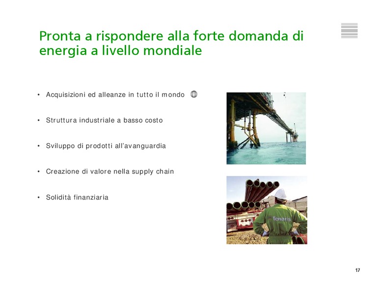 INVESTOR PRESENTATION – Tenaris Sa – slide 18