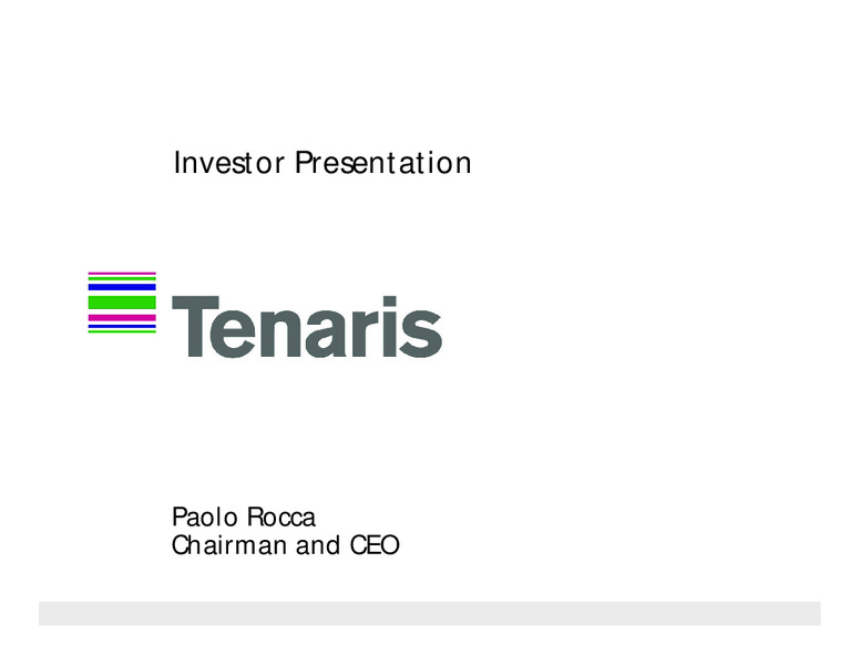 OCTOBER 2012 INVESTOR PRESENTATION – Tenaris Sa – slide 1