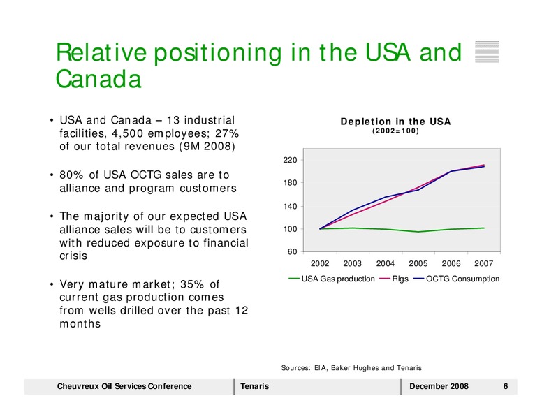 CHEUVREUX OIL SERVICES CONFERENCE – Tenaris Sa – slide 5