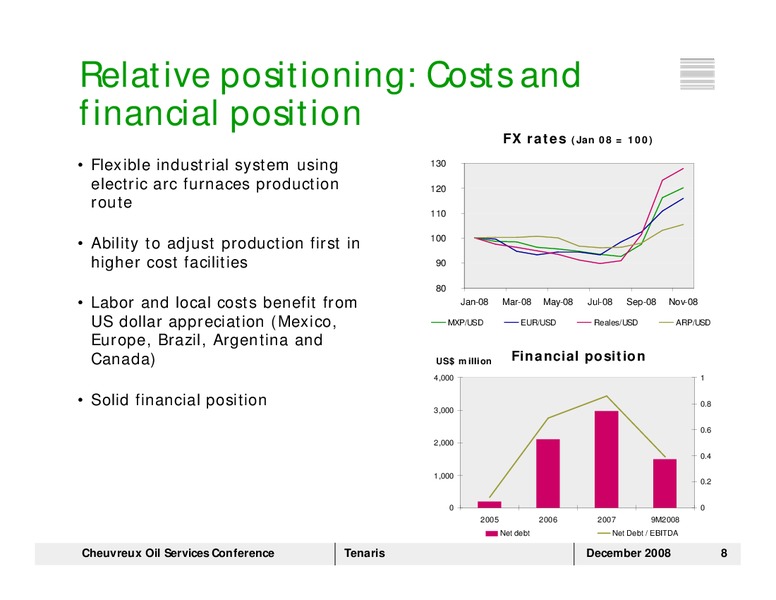CHEUVREUX OIL SERVICES CONFERENCE – Tenaris Sa – slide 7