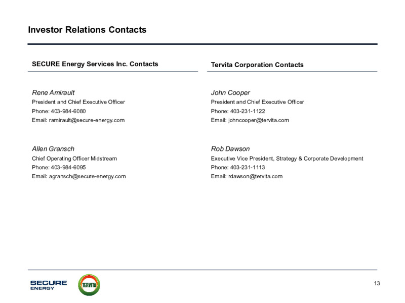Secure Energy and Tervita to Merge   March 2021 – Tervita – slide 13