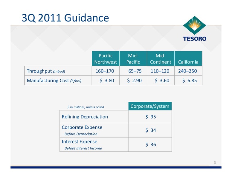 Q2 2011 Earnings Call – Tesoro Corporation – slide 2
