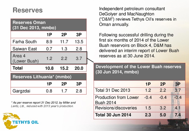 Q3 2014 – Tethys Oil – slide 4