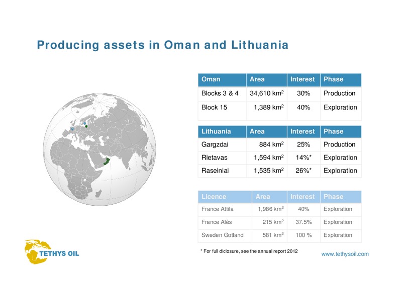 INTERIM REPORT Q3 2013 – Tethys Oil – slide 3