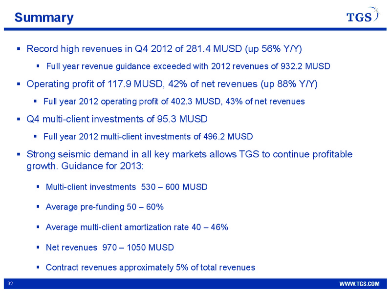 Q4 2012 EARNINGS CALL – Tgs-Nopec Geophysical Company – slide 32