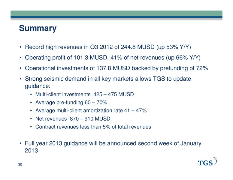 Q3 2012 EARNINGS CALL – Tgs-Nopec Geophysical Company – slide 30