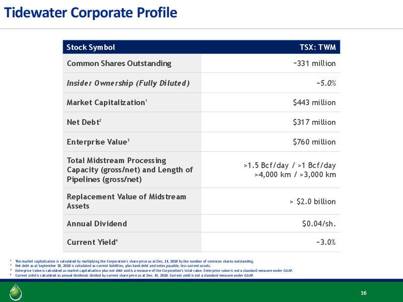 January 2019 Corporate Presentation – Tidewater Midstream and Infrastructure – slide 14