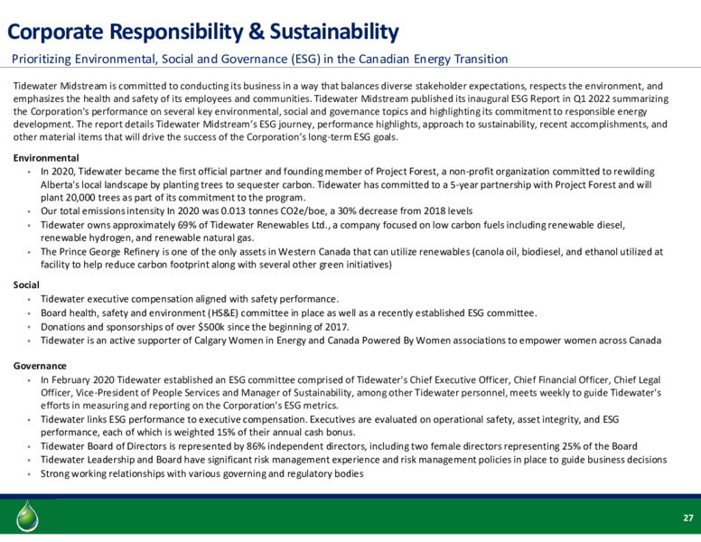 August 2022 Investor Presentation – Tidewater Midstream and Infrastructure – slide 25