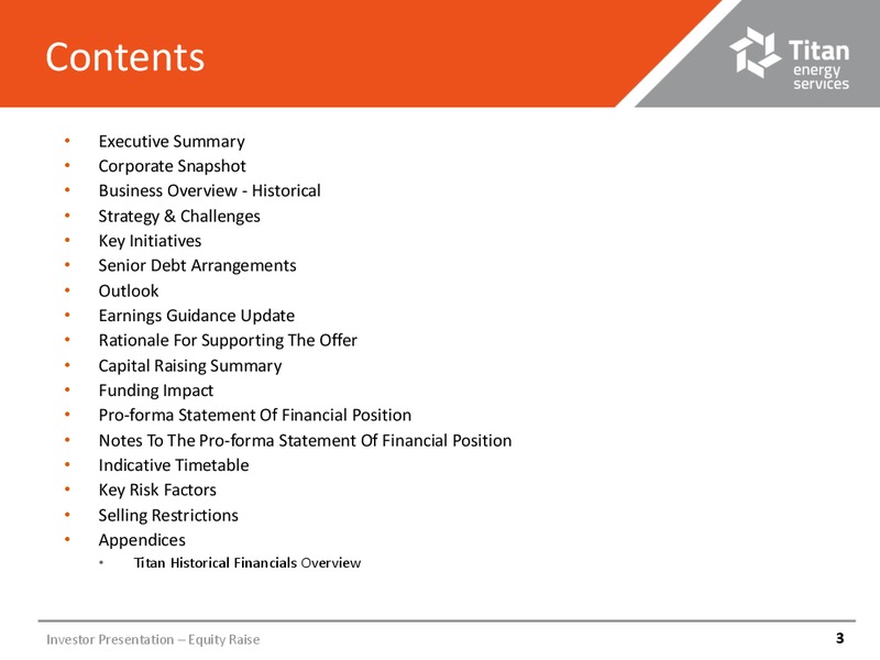 January 2015 Investor Presentation – Titan Energy Services Limited – slide 2