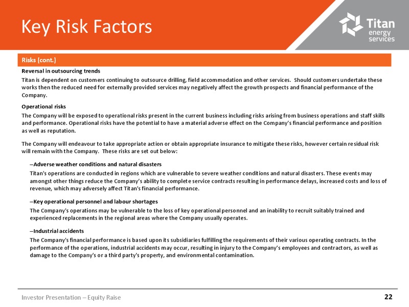 January 2015 Investor Presentation – Titan Energy Services Limited – slide 20