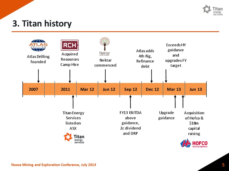 Noosa Mining  Exploration Conference – Titan Energy Services Limited – slide 4