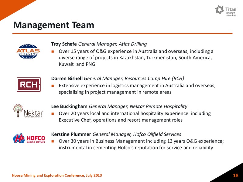 Noosa Mining  Exploration Conference – Titan Energy Services Limited – slide 17