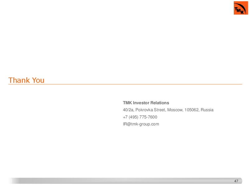 JUNE 2015 INVESTOR PRESENTATION – Tmk Group – slide 42