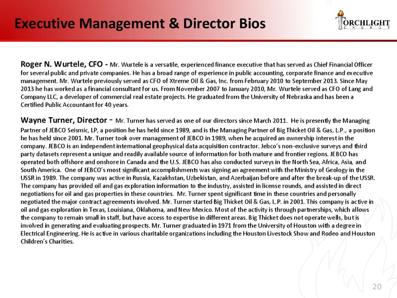FEBRUARY 2014 INVESTOR PRESENTATION – Torchlight Energy Resources, Inc. – slide 19