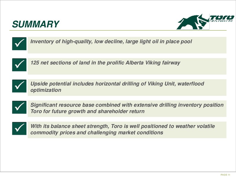 August 2015 Investor Presentation – Toro Oil and Gas Ltd – slide 10
