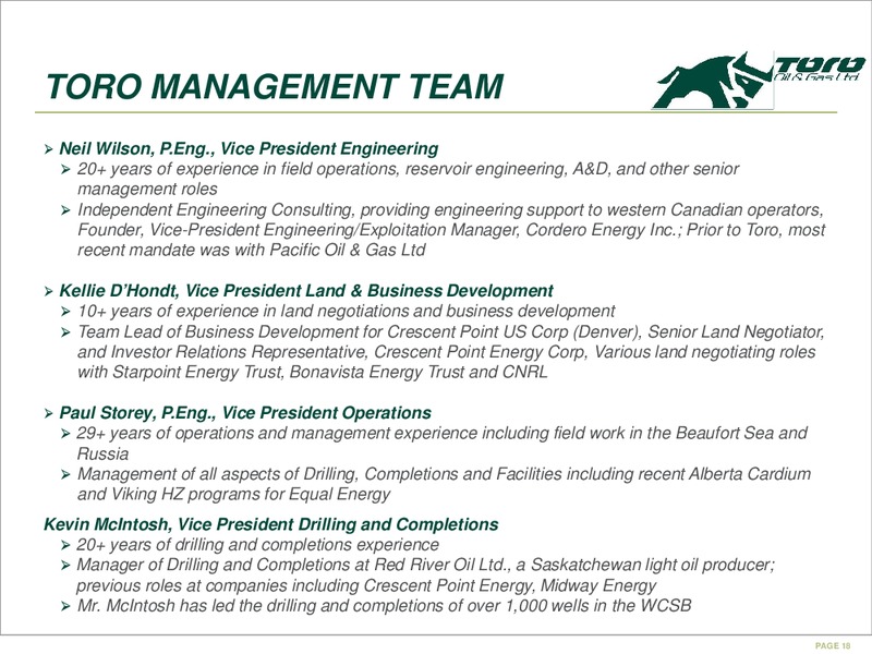 August 2015 Investor Presentation – Toro Oil and Gas Ltd – slide 17