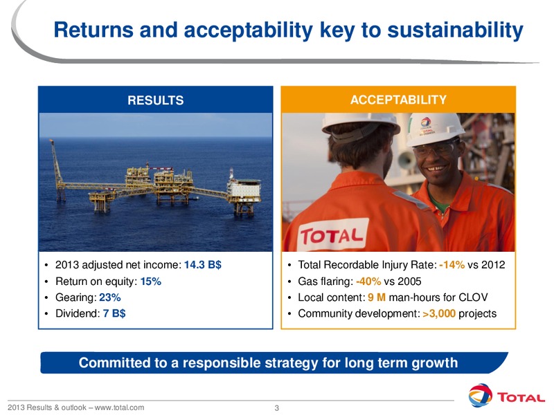 2013 Results and Outlook – Total SA – slide 3