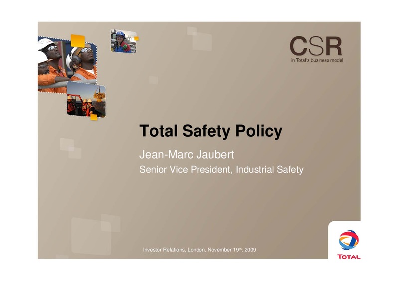 Safety Policy – Total SA – slide 1