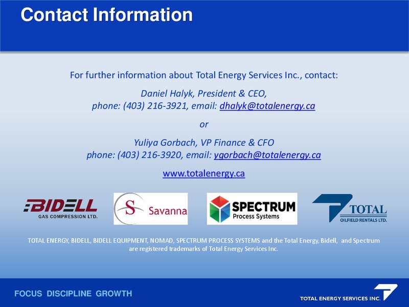Corporate Presentation – Total Energy Services Inc. – slide 14