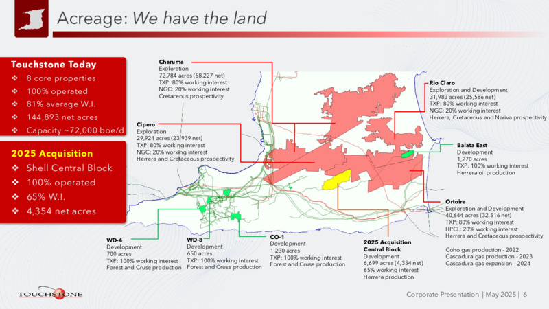 May 2025 Company Presentation – Touchstone Exploration Inc. – slide 6