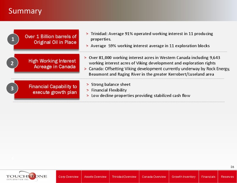 Q3 2014 RESULTS – Touchstone Exploration Inc. – slide 25