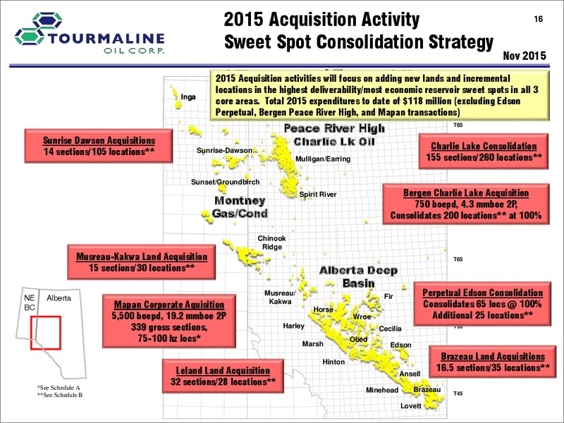 January 2016 Investor Presentation – Tourmaline Oil Corp. – slide 16